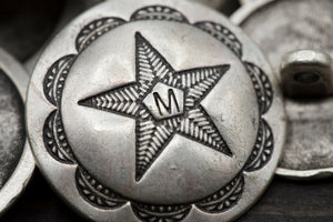 4 Silver M Centered Letter Star Metal Button