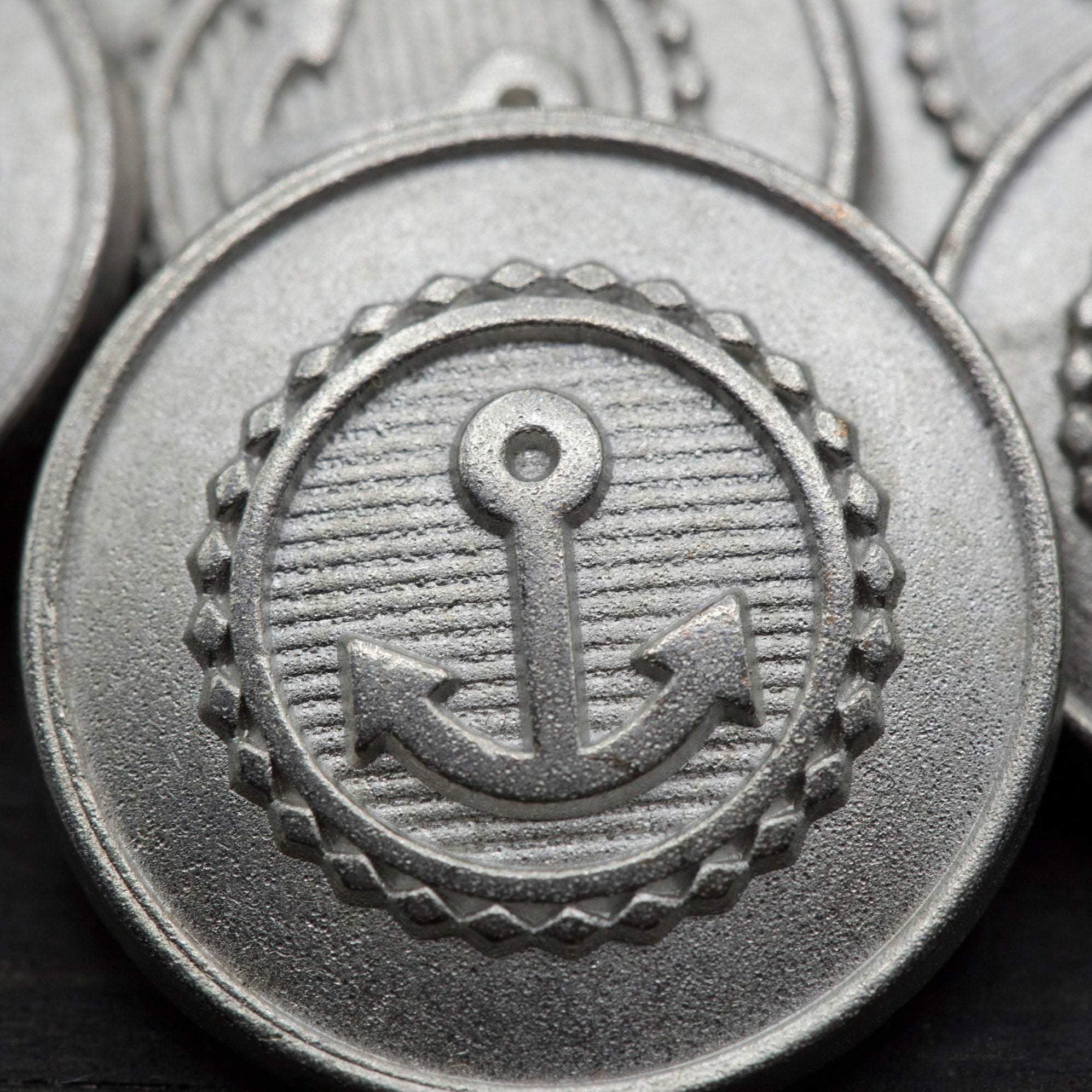 4 Silver Anchor Emblem Nautical Button