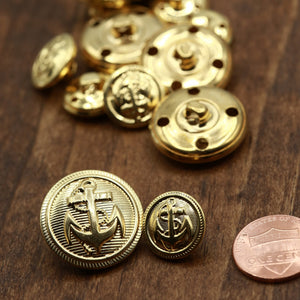 4 Gold Anchor Lightweight Metal Button