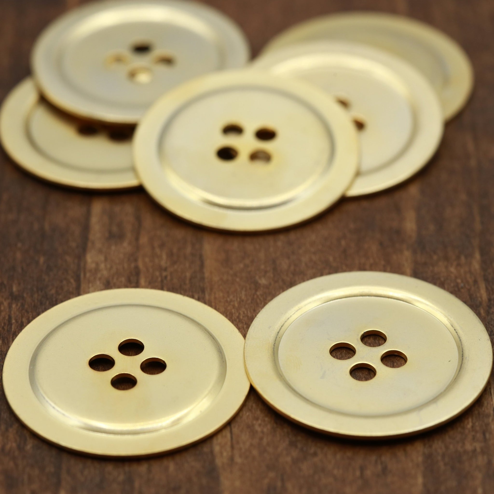 4 Gold Elevated Rim Matte Button