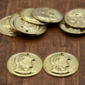 4 Pieces Gold Soldier Head Silhouette Coin Charm