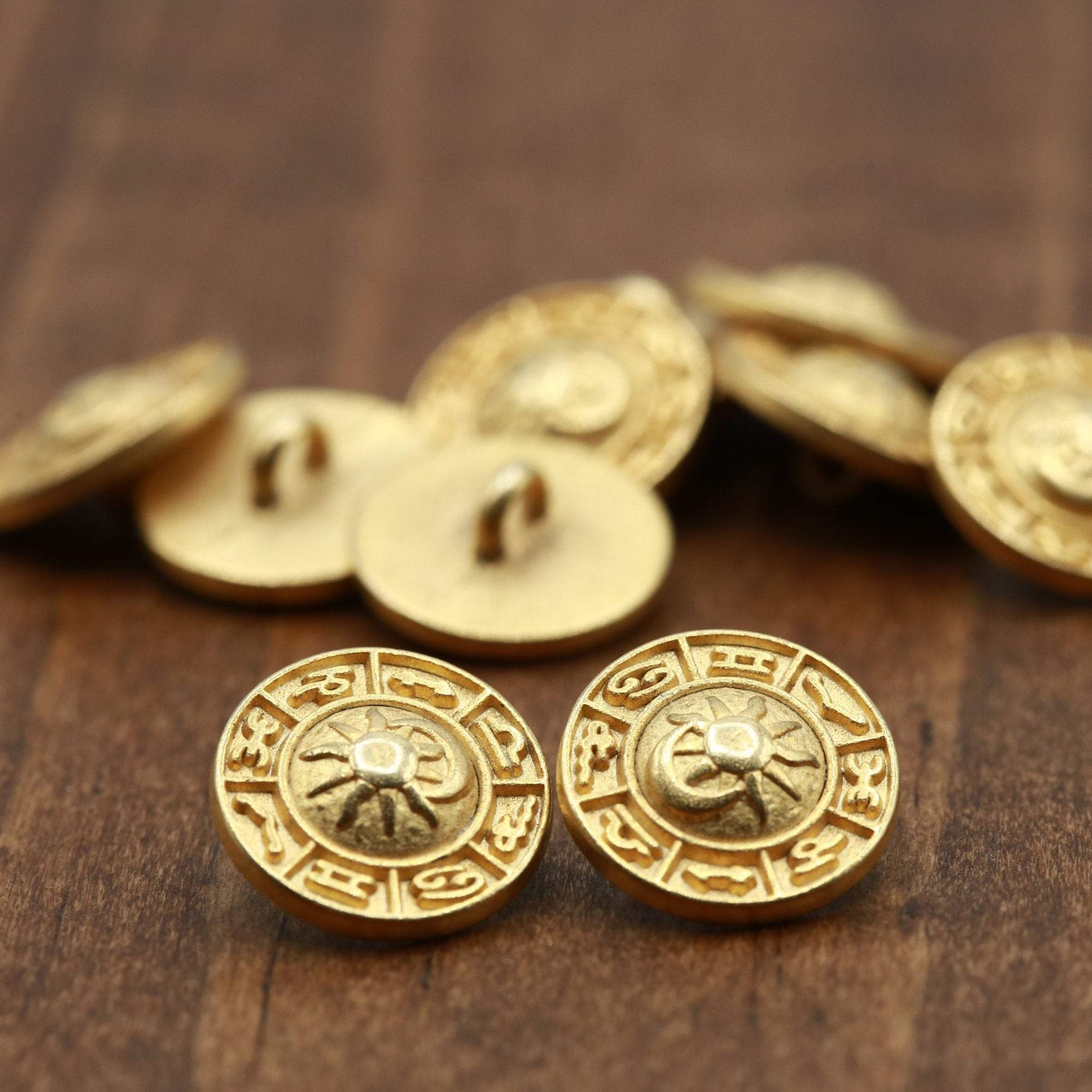 4 Gold Astrology Zodiac Metal Button
