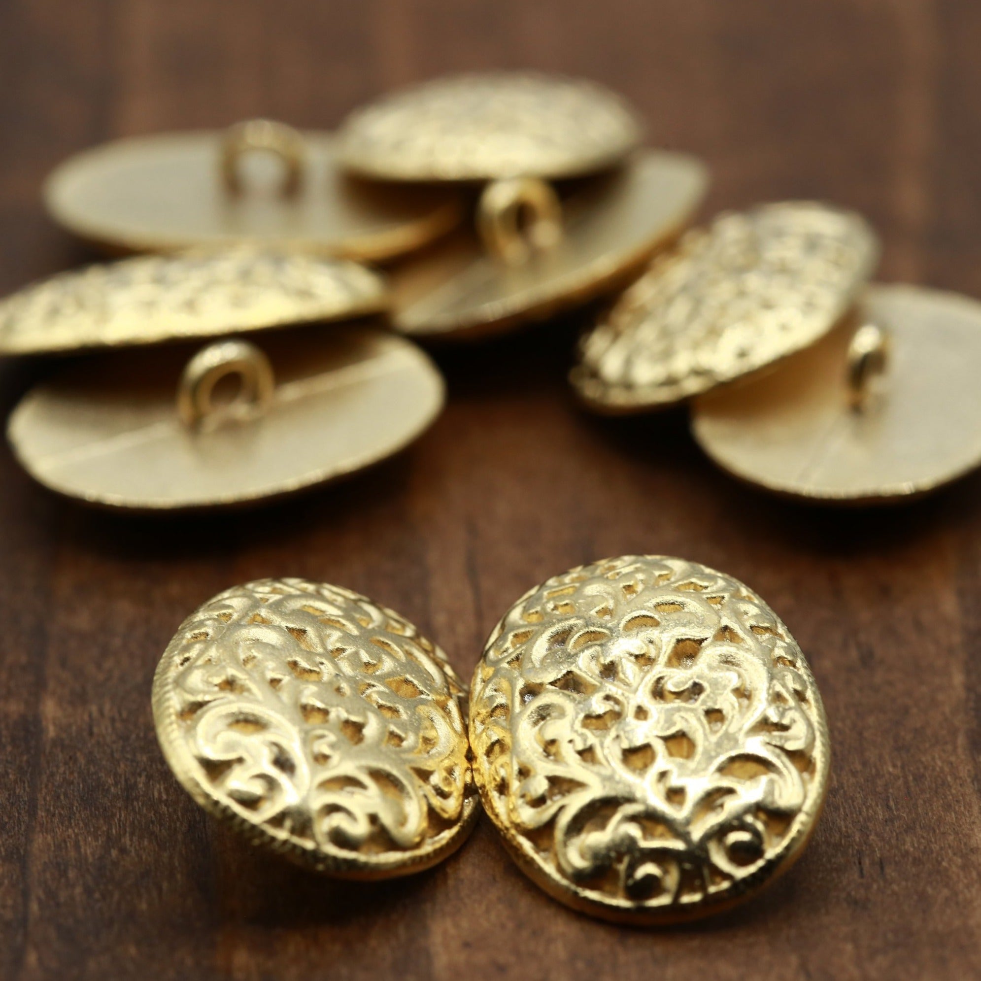 4 Gold Faberge Egg Metal Oval Button