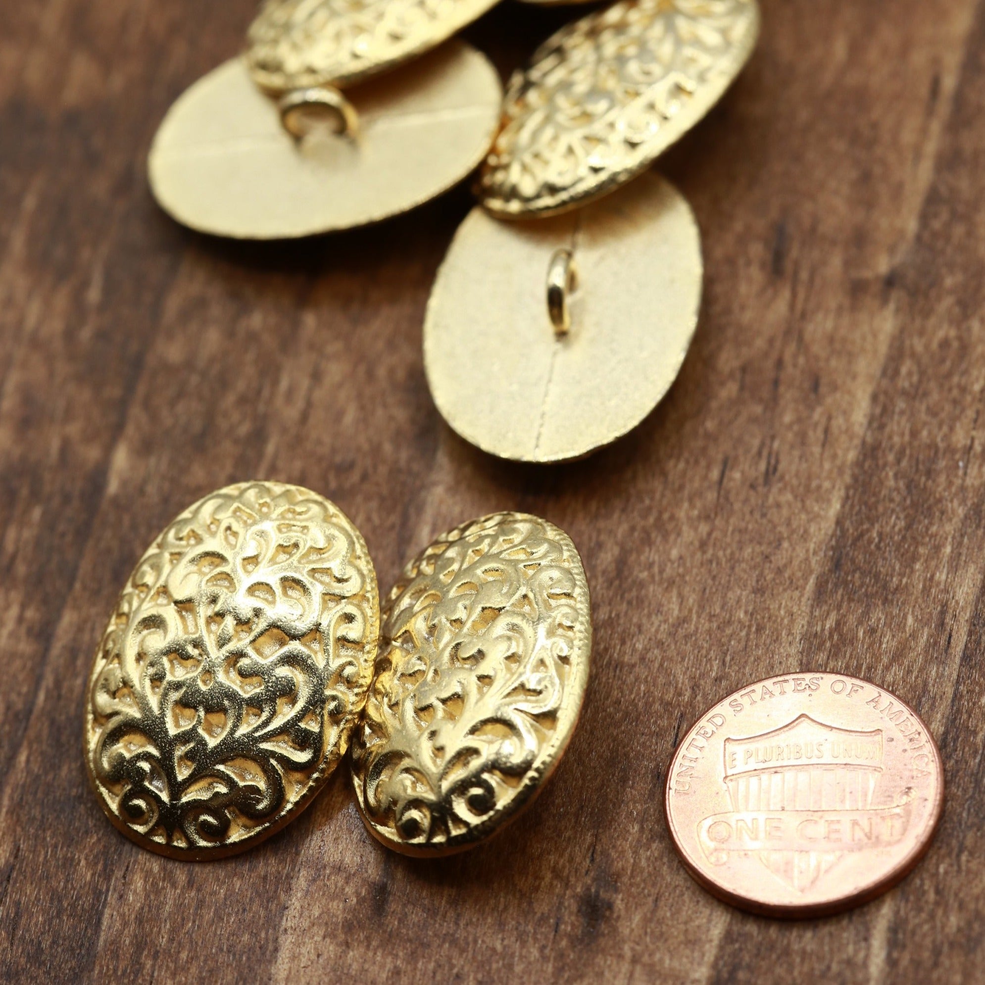 4 Gold Faberge Egg Metal Oval Button