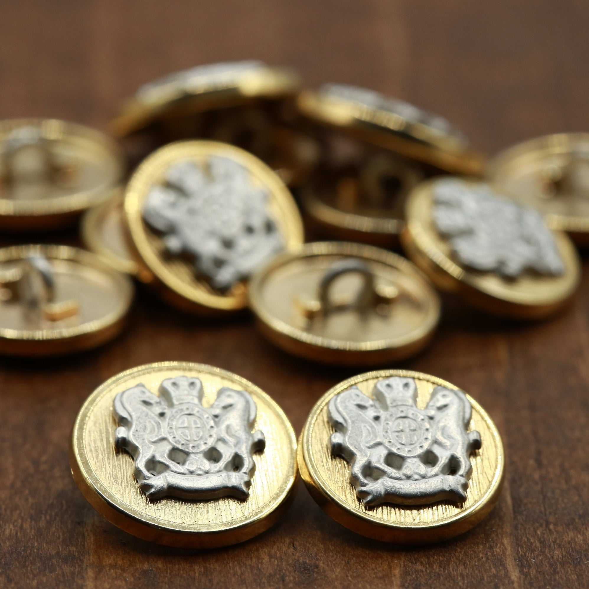 Gold Crest Metal Shank Buttons - 20mm