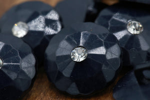 4 Pieces Black Plastic Rhinestone Etched Button