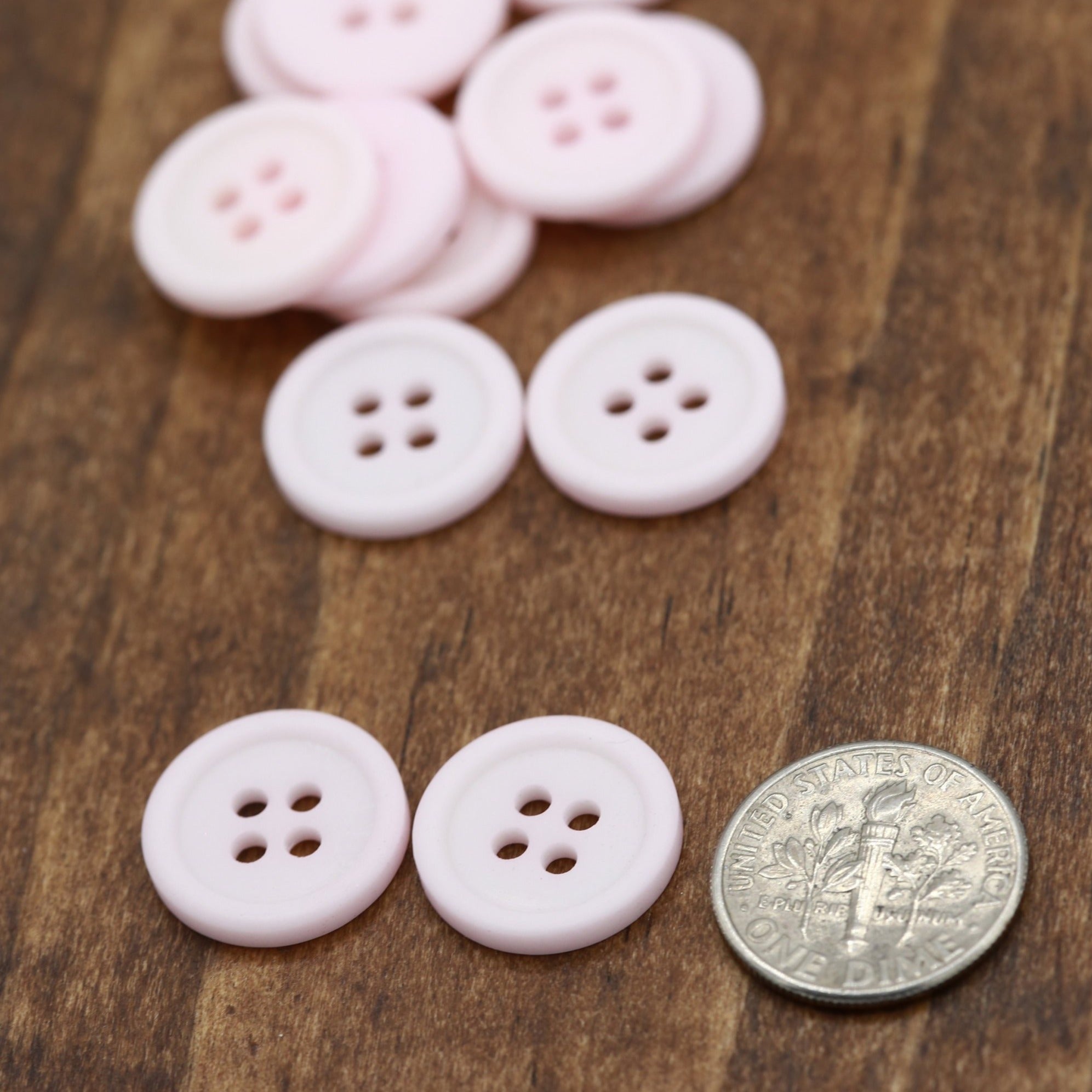 12 Baby Pink Small Plastic Button