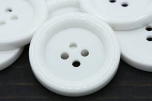 4 White Oversized Plastic Button