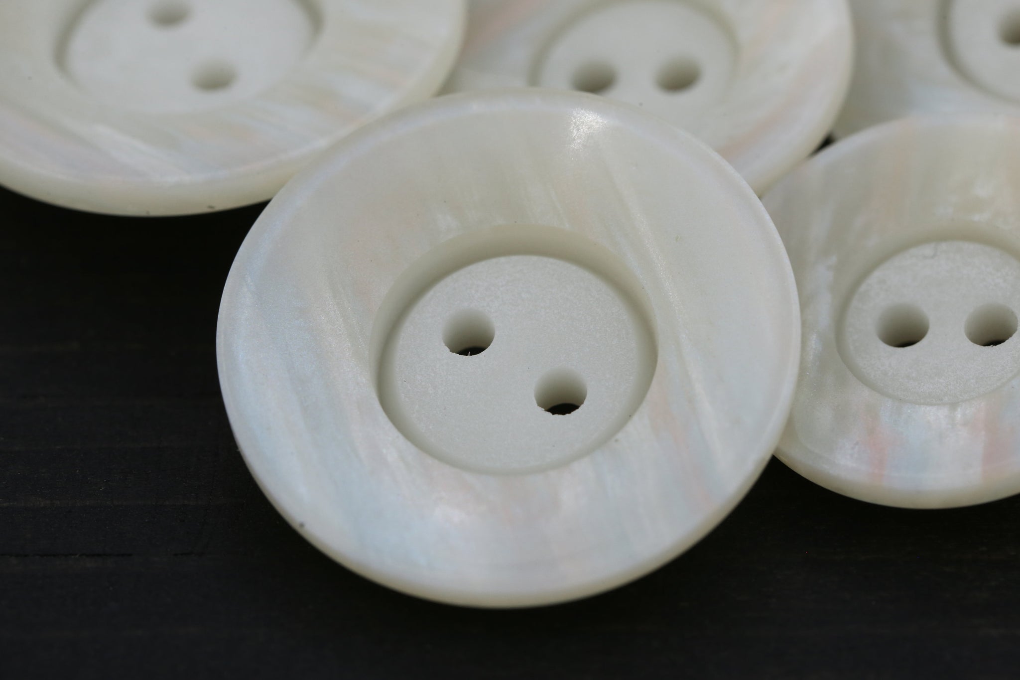 4 Ivory Iridescent Coloring Faux Shell Bowl Shape Button