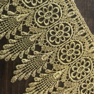 1 Yard 4" Gold Venice Lace Flower and Leaf Trim