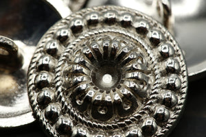 4 Silver Scrunch Hole Metal Button