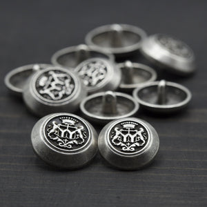 4 Silver Regal Crown Present Metal Button