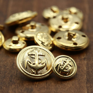 4 Gold Anchor Lightweight Metal Button