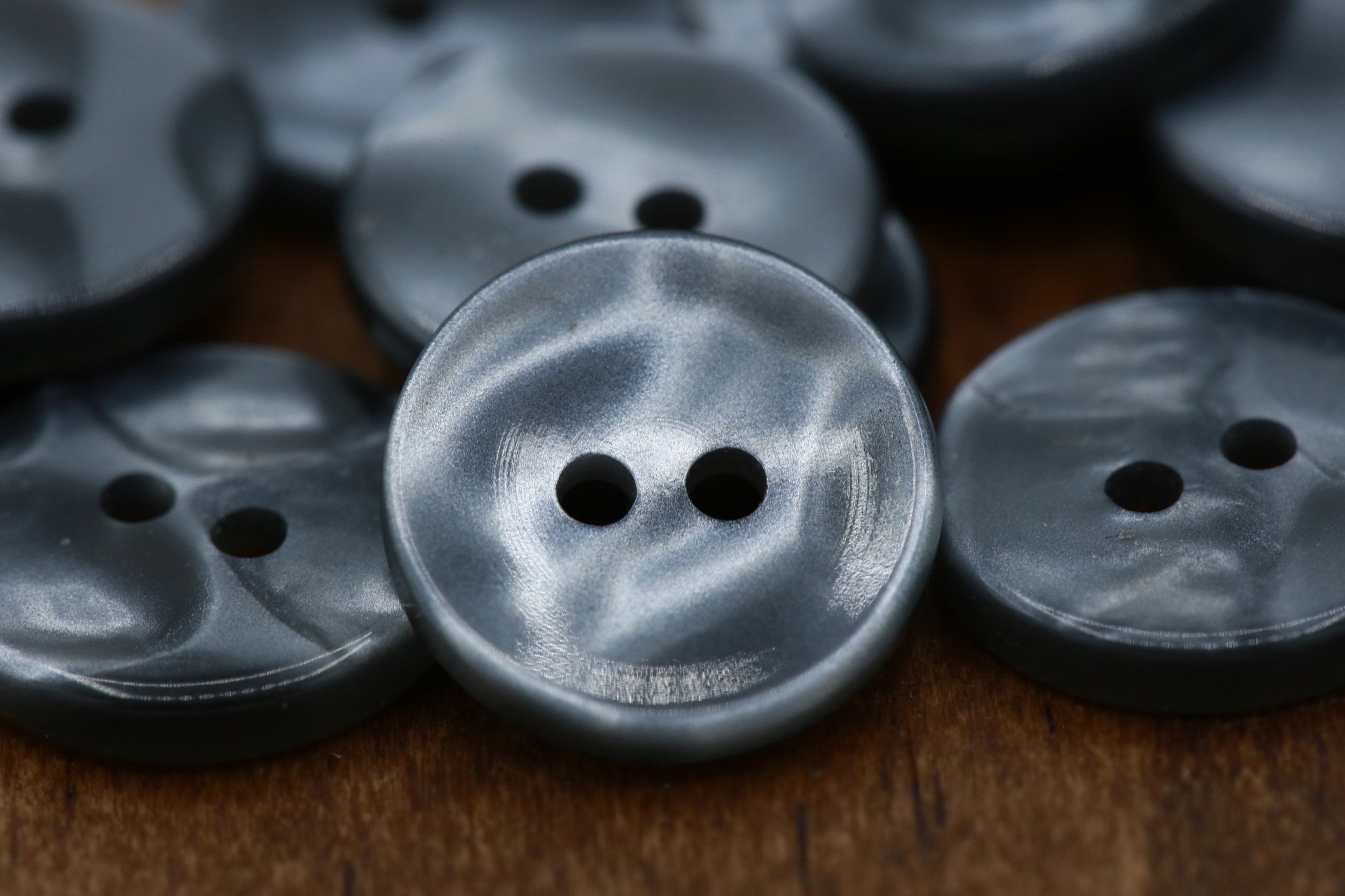 12 Gray Shiny Finish Plastic Button