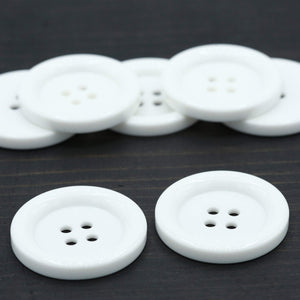 4 White Oversized Plastic Button