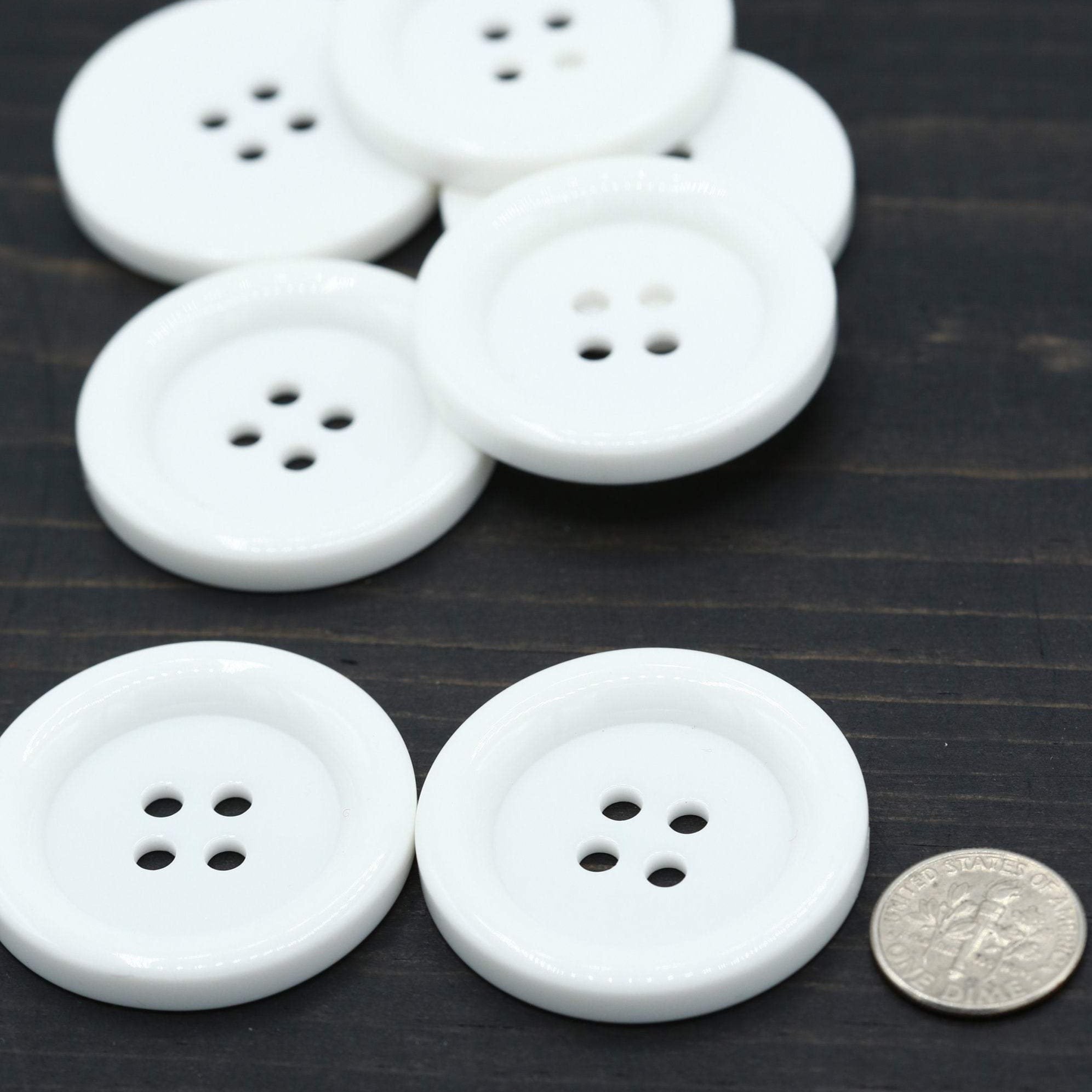 4 White Oversized Plastic Button