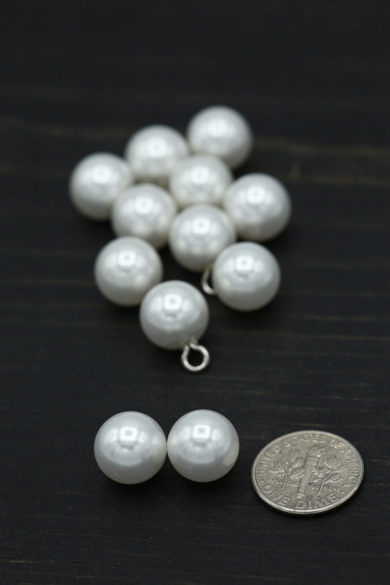 12 Loose Ivry Pearl Beads with Sturdy Metal Hanging Hook