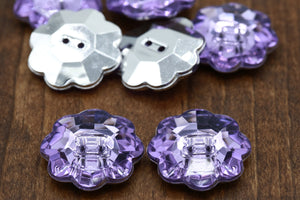 4 Lavender or Blue Flower Plastic Button