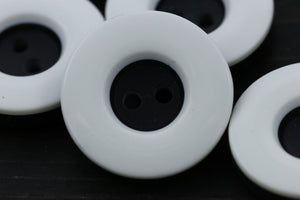 12 Black and White Plastic Button