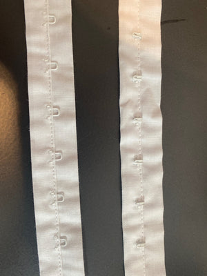 1 Yard 1/2" On Each Side White on White Hook and Eye Tape Set on Cotton Trim