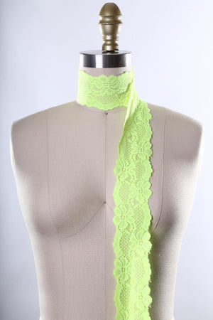 2.5" Neon Green Wide Stretch Floral Elastic Lace Trim