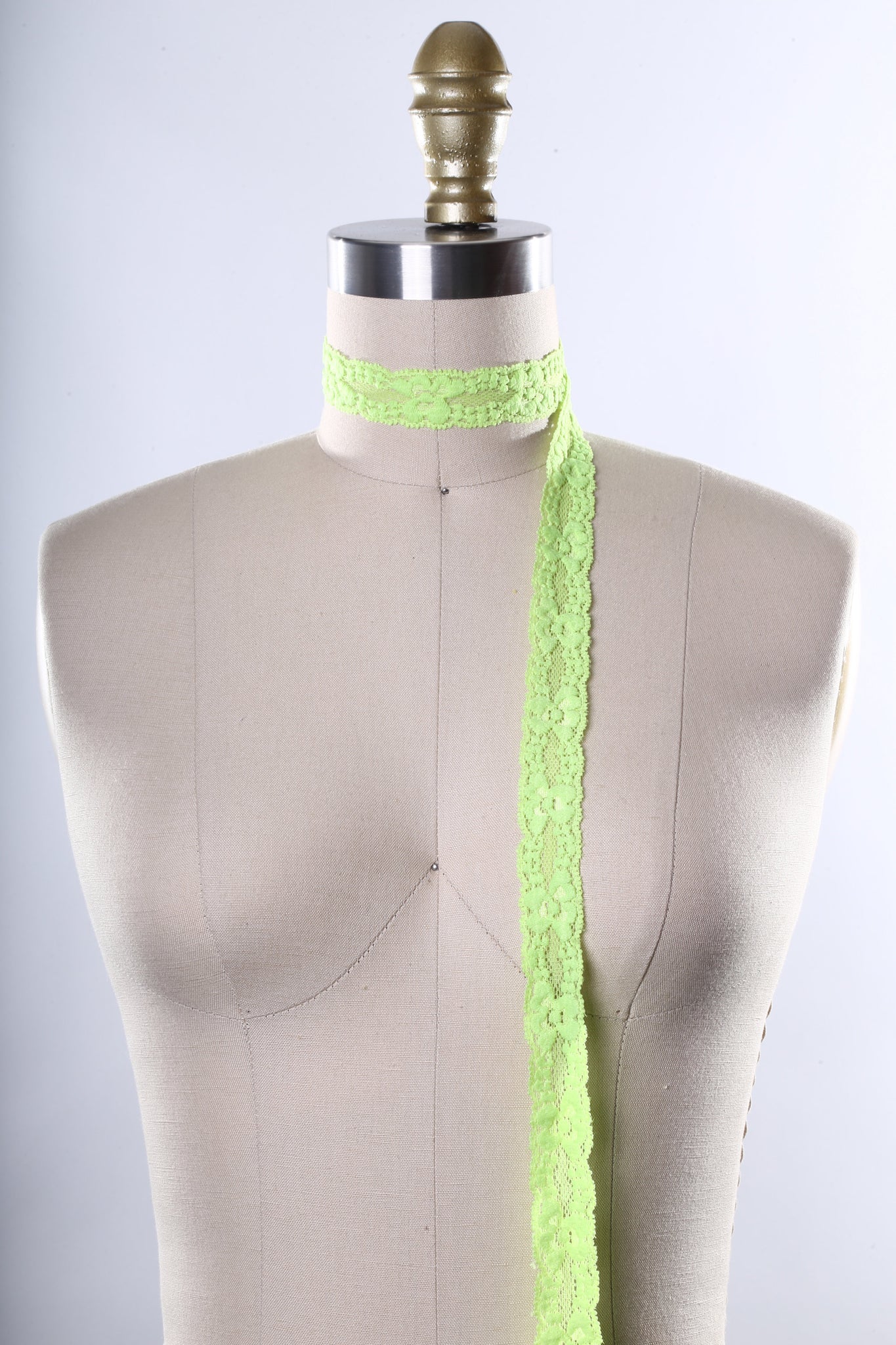 7/8" Neon Green Stretch Floral Elastic Lace Trim