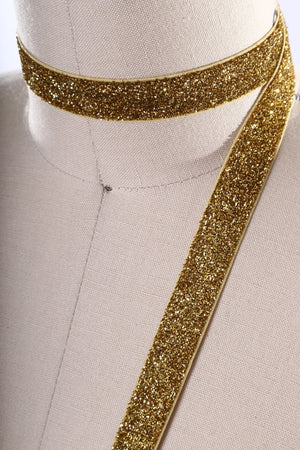 2 Yards 5/8" Gold Glitter Elastic  Trim