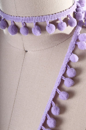 2 Yards Lavender Pom Pom Fringe Trim