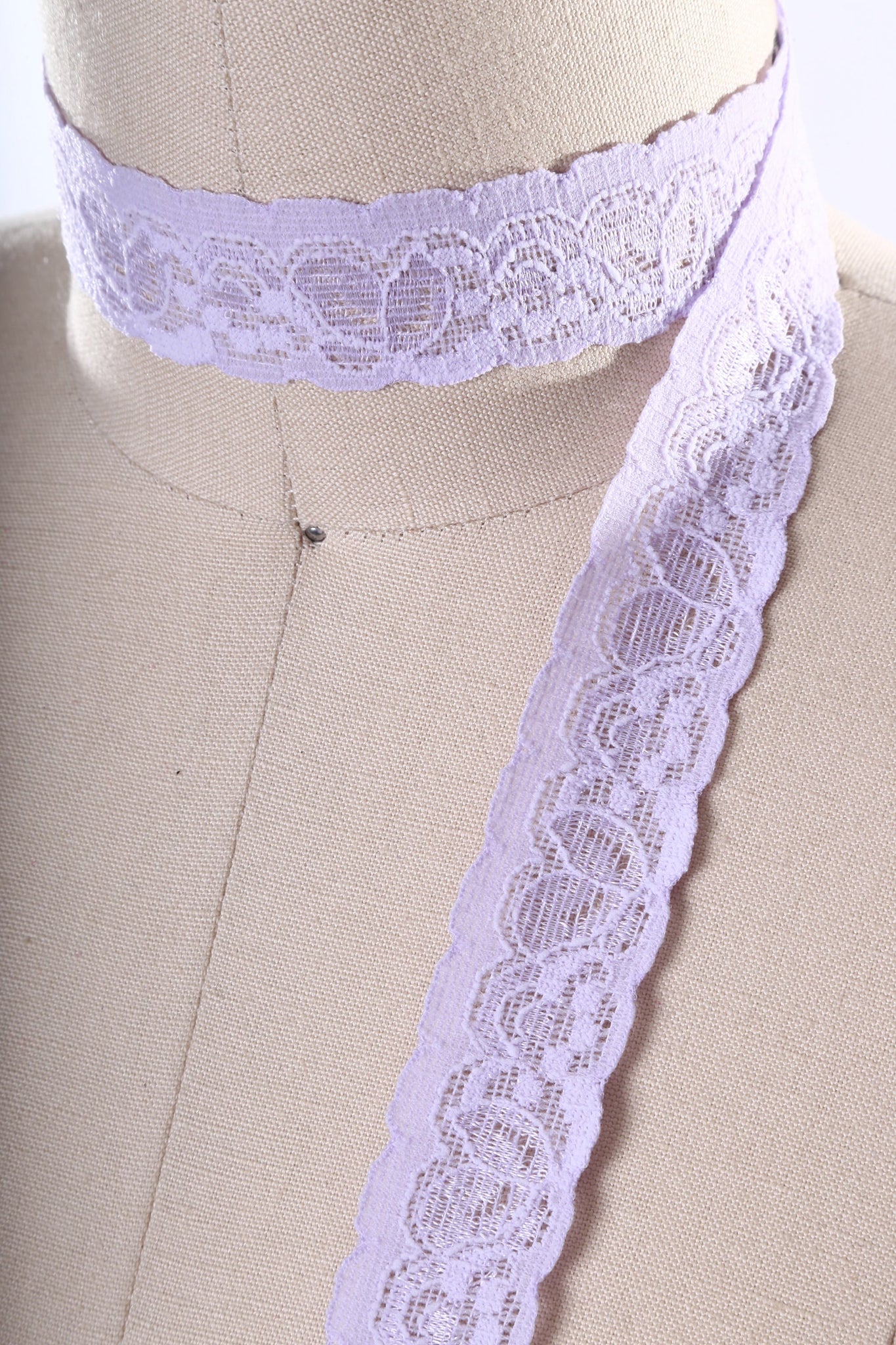 1" Periwinkle Lilac Stretch Floral Elastic Lace Trim