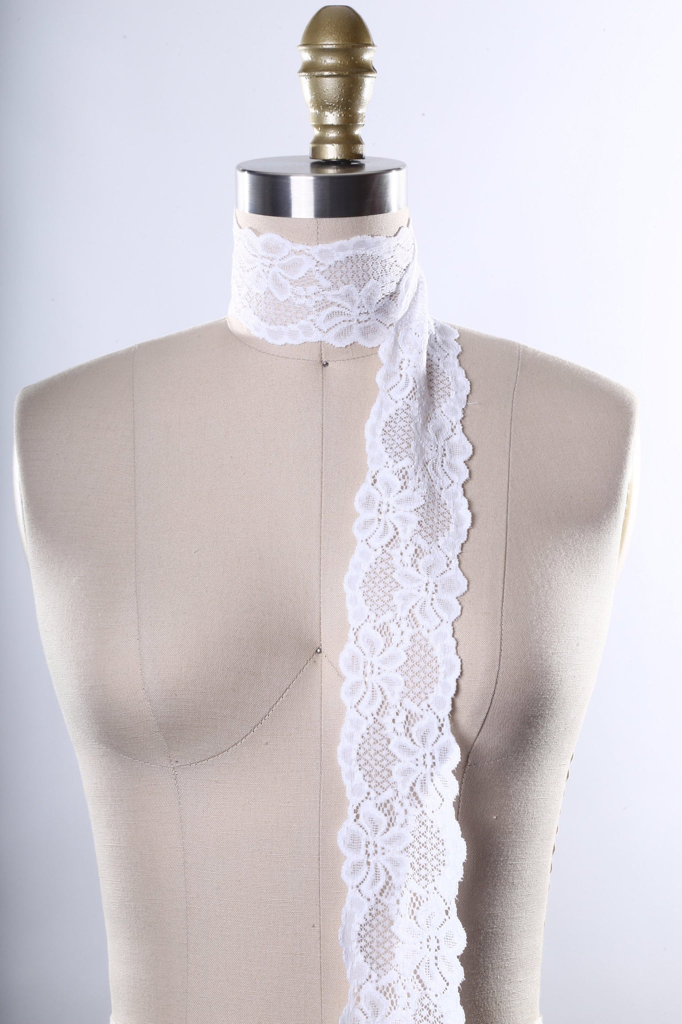 2.5" White or Ivory Wide Stretch Floral Elastic Bridal Lace Trim