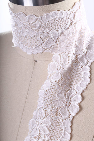 2.5" White or Ivory Wide Stretch Floral Elastic Bridal Lace Trim