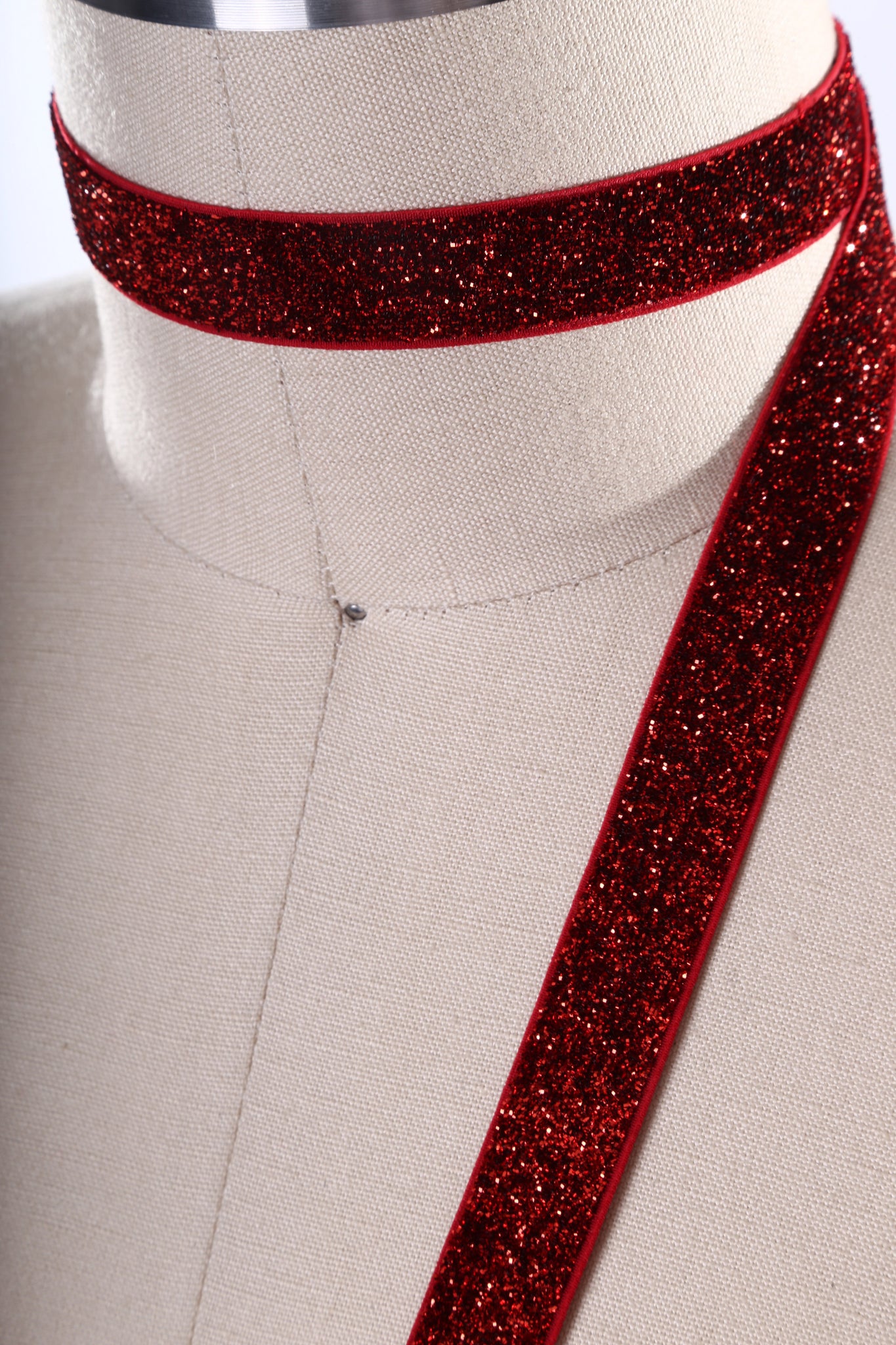 2 Yards 5/8" Red Glitter Elastic Trim