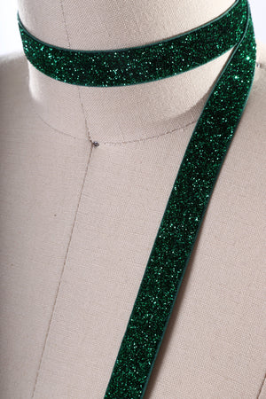 2 Yards 5/8" Christmas or Grass Green Glitter Elastic Trim