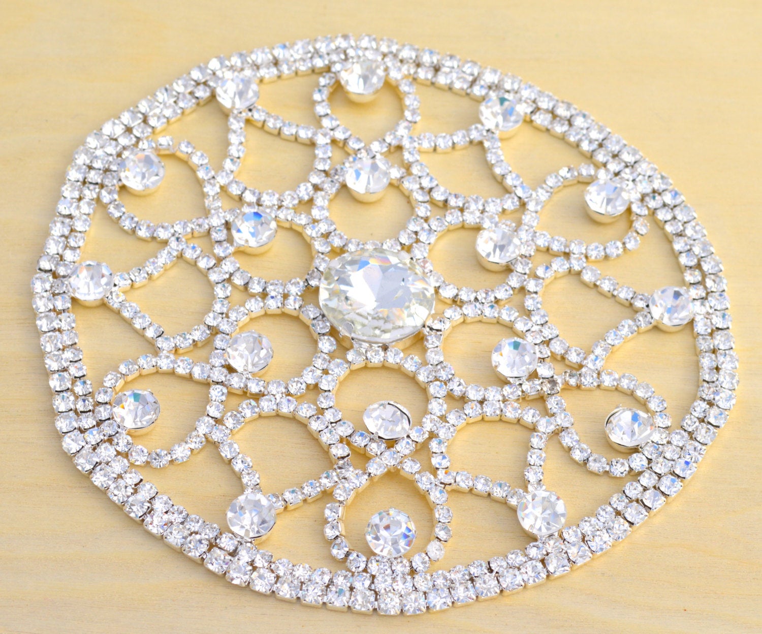 1 Patch/Applique 5" Rhinestone Lustrous Circle Rhinestone