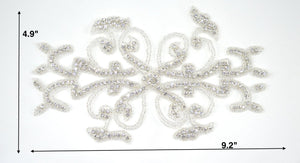 D'Anton's Large Silver Rhinestone Applique with Beading