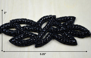 Black Rhinestone Applique Black Rhinestone Trimming with Iron-on Application. Delicate and Bold. Sold by the Piece- GABRIELLE