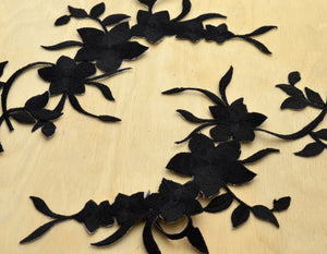 2 Eleglant Black Embroidery Flower Patch/ Applique