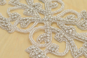 D'Anton's Large Silver Rhinestone Applique with Beading