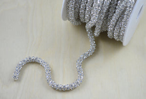 1 Yard 3/8" or 1/4" Jessamina's Rhinestone Cord Trim for Formal Jewelry