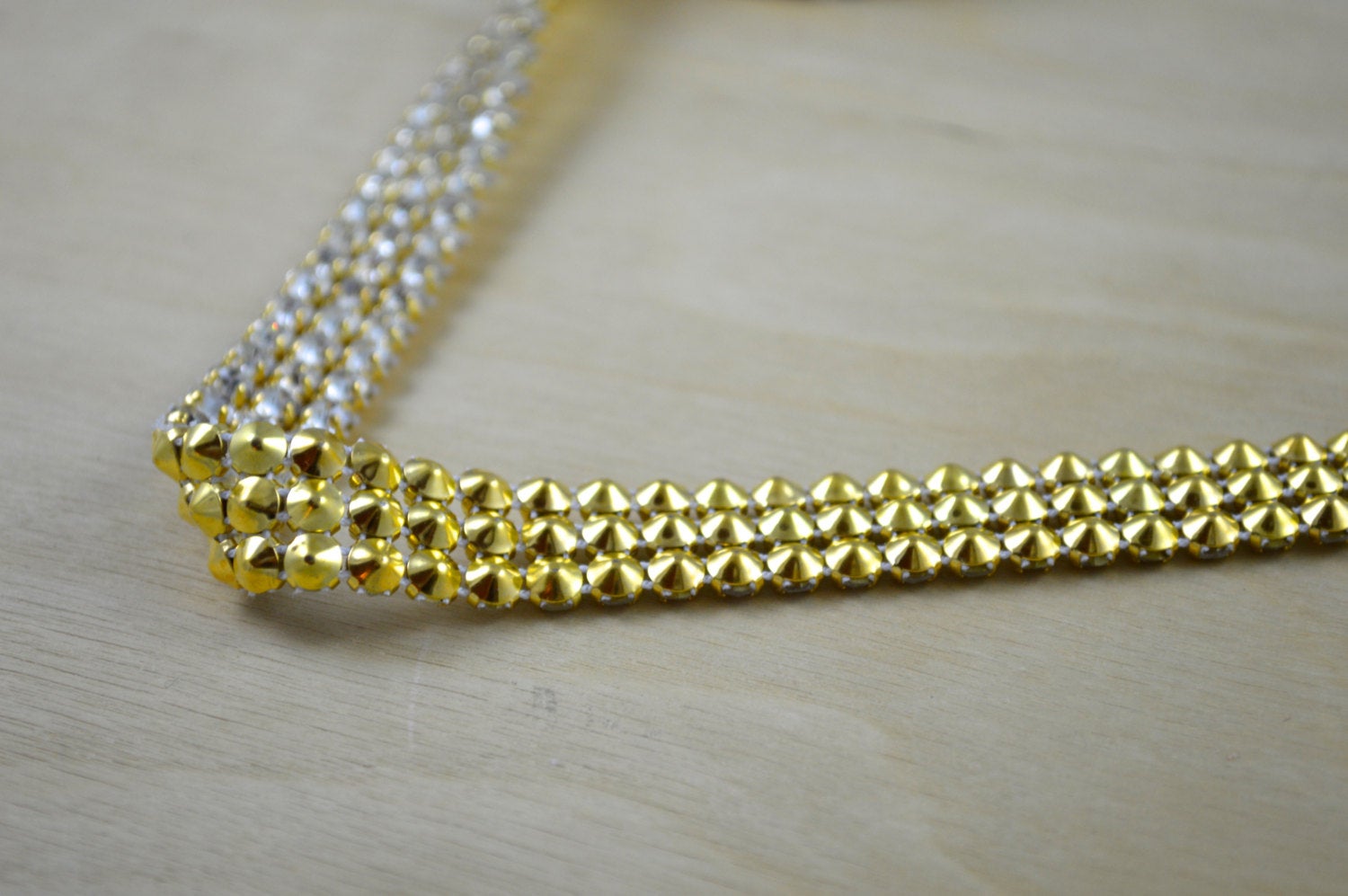 1 Yard 3/4 " Gold  or Silver Banded Sparkling  Rhinestone Trim