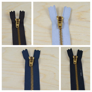 3 Pieces 9" Authentic YKK Gold Metal Zippers 45U- Made in USA