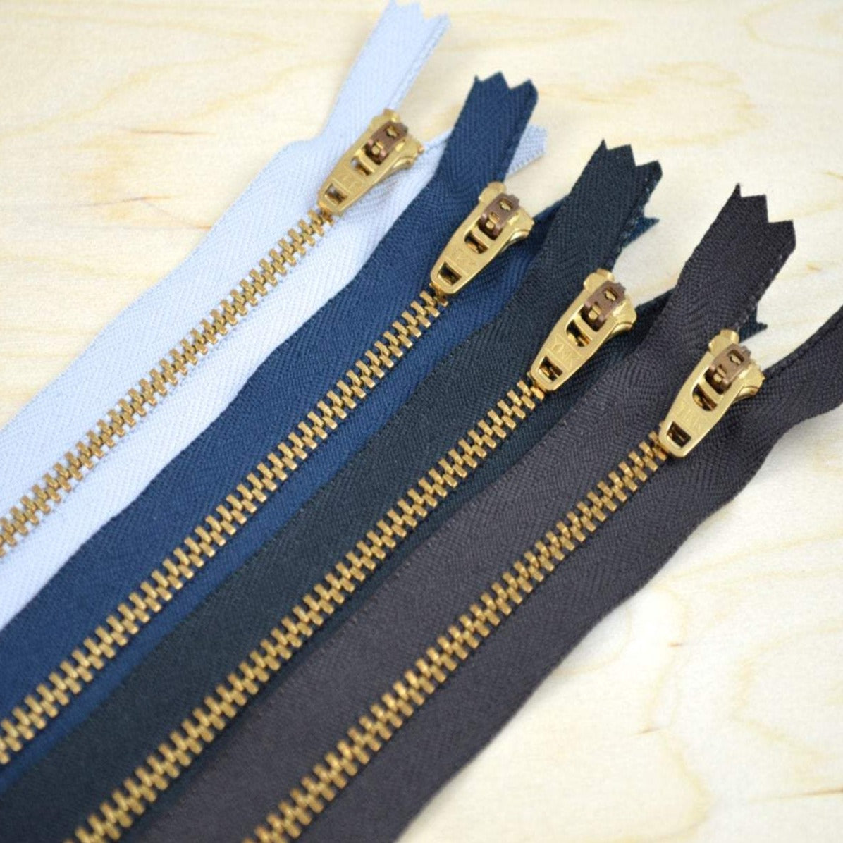 3 Pieces 9" Authentic YKK Gold Metal Zippers 45U- Made in USA