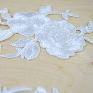 2 White Alluring Embroidery Flower Patch