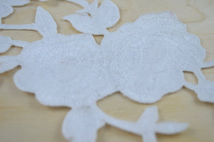 2 White Alluring Embroidery Flower Patch