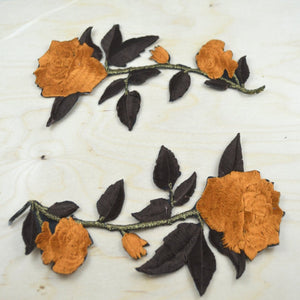 2 Brown with Camel Embroidery Rose Patch Applique