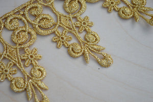 1 Yard 3.5" Metallic Gold or Silver Venice Royal Crown Vintage Inspired Lace Trim