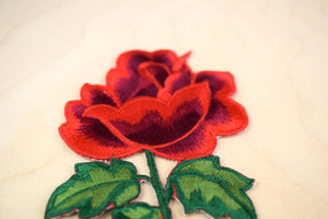 2 Red Rose Embroidery Iron on  Patches