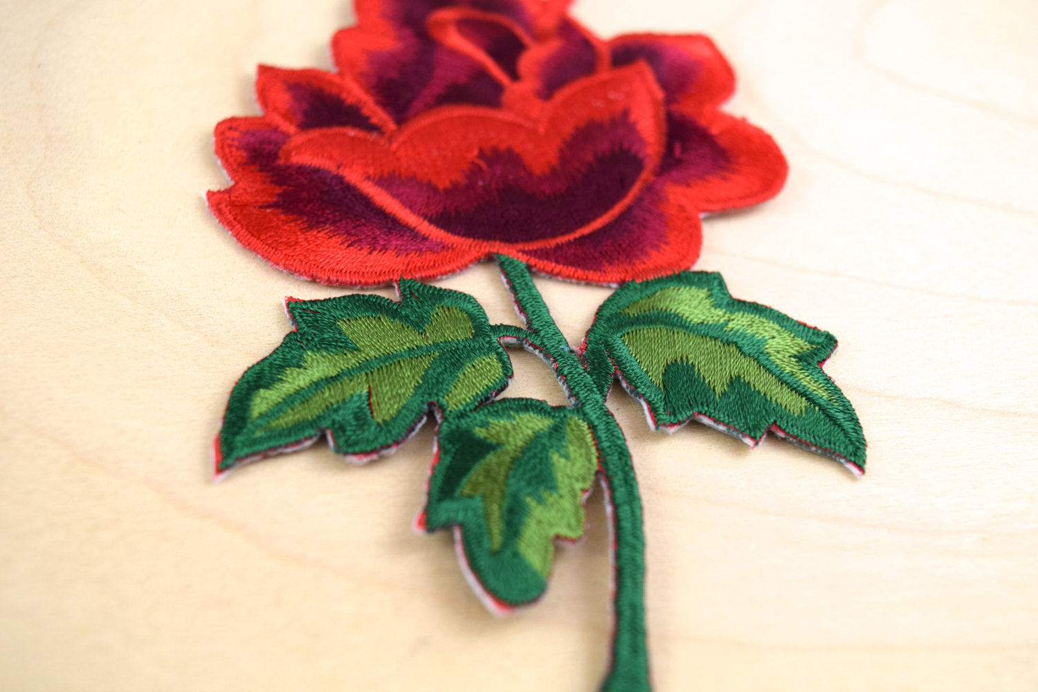 2 Red Rose Embroidery Iron on  Patches