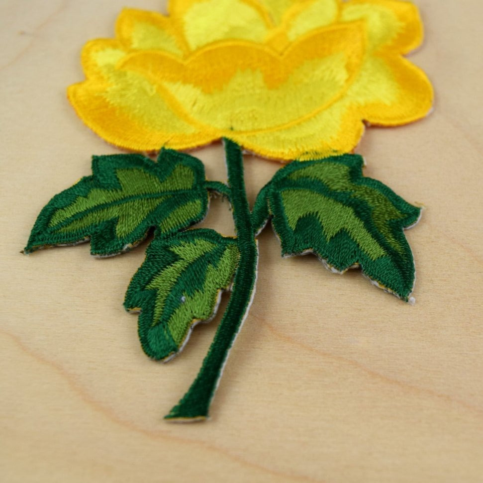 2 Bright Yellow Rose Embroidery Flower Patch