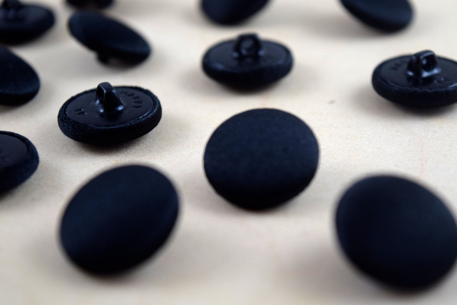 1 Dozen Black Satin Covered Buttons 10mm, 11.5mm, 12mm, 15mm 19mm and 22mm